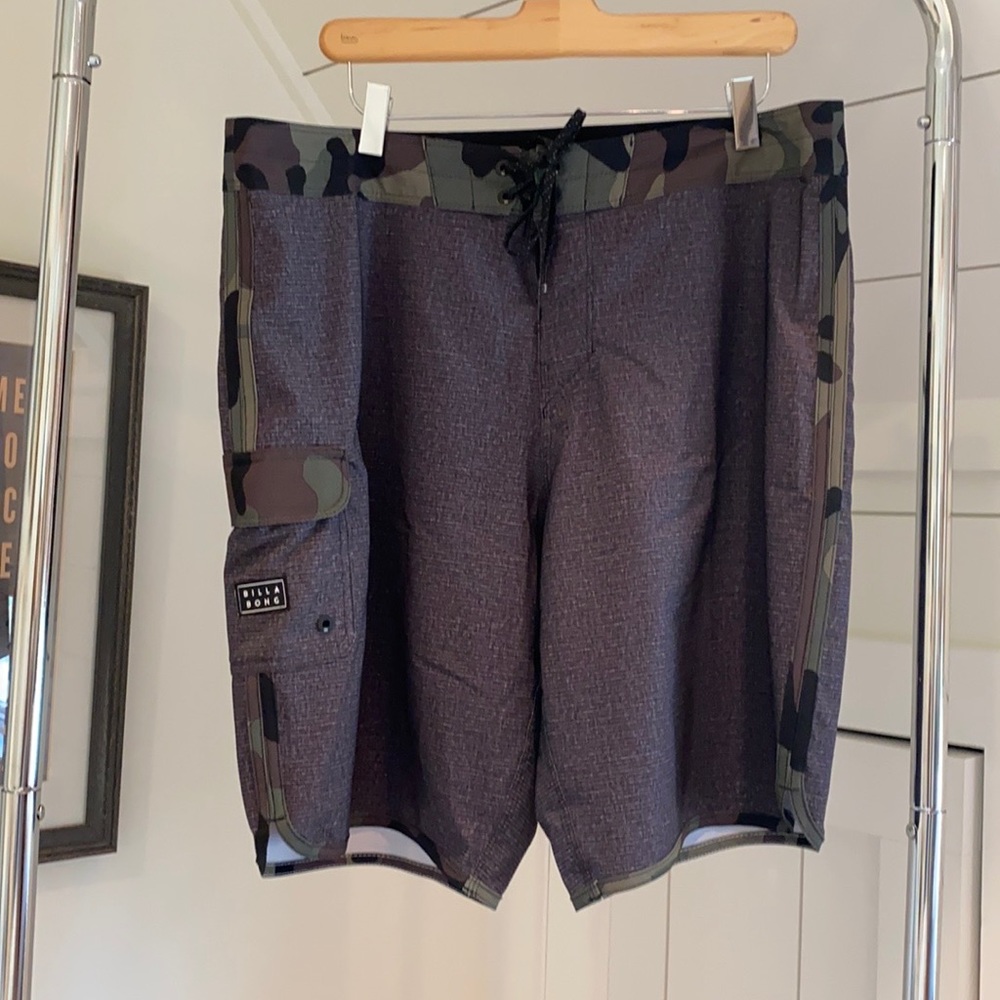 "Billabong"Swim Trunks, worn once, grey, black and a bit of camouflage.